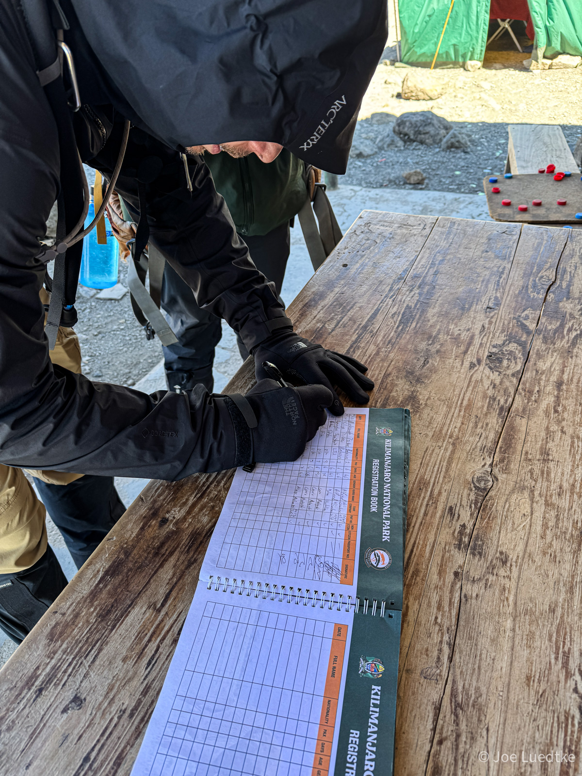 Signing In to Barafu Each camp required us to sign in. It was their park service's way of keeping track of all the tourists on the mountain.